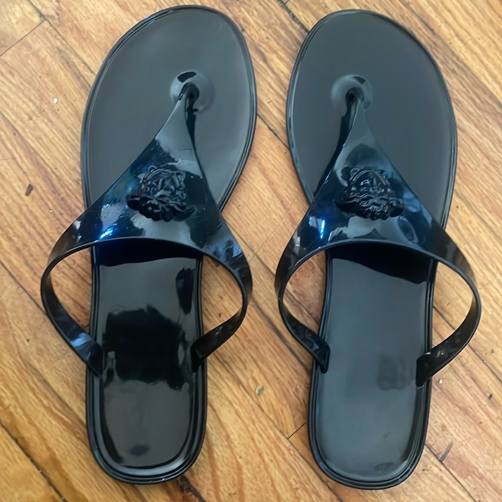 Versace black tong summer sandals